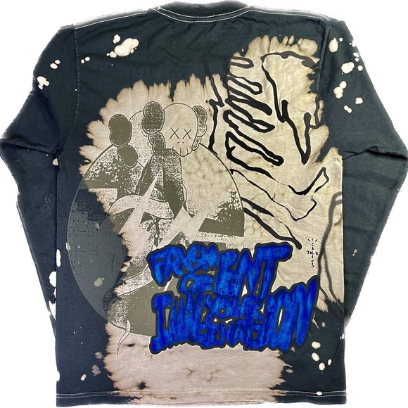 Cactus Jack by Travis Scott X KAWS FRAGMENT Long Sleeve Tie-dye Tee Size S - Picture 2 of 4